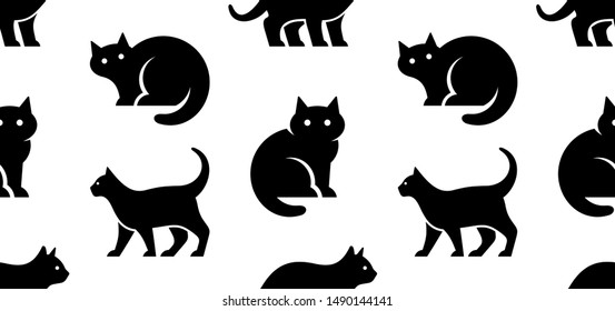 Seamless pattern with Cat logo. isolated on white background