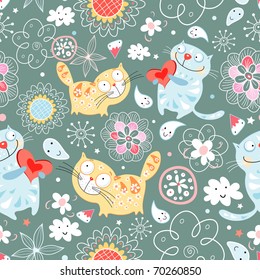 Seamless pattern of cat lovers