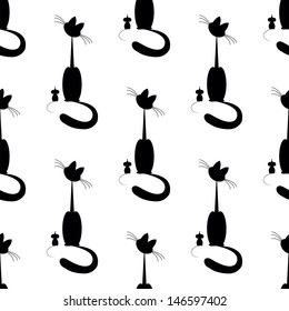 seamless pattern with cat and mouse