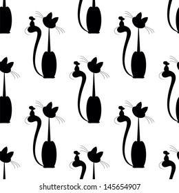 seamless pattern with Cat and  mouse two friends
