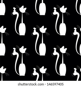 seamless pattern with Cat and  mouse two friends