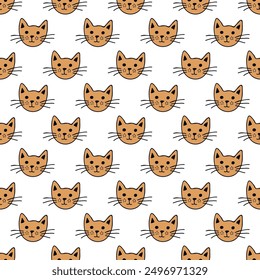 Seamless pattern with cat muzzle doodle for decorative print, wrapping paper, greeting cards, wallpaper and fabric