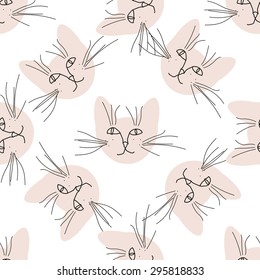 Seamless pattern with cat muzzles. Vector illustration.