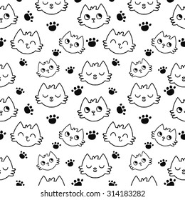 Seamless pattern with cat silhouette 