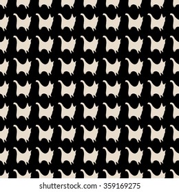 Seamless pattern of cat silhouettes in black and beige colours. Vector illustration for various creative projects
