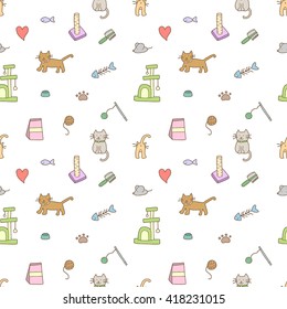 Seamless pattern of Cat stuff