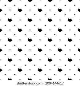 Seamless pattern with cat pattern, suitable for destroying fabrics or backgrounds.