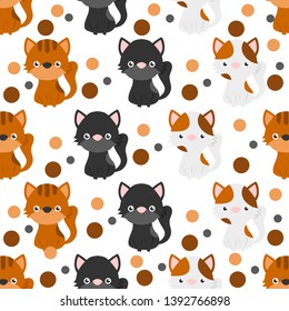 Seamless pattern with   cat. Vector Illustration Cartoon