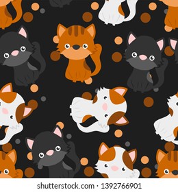 Seamless pattern with  cat. Vector Illustration Cartoon