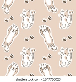 Seamless pattern of cat vector illustration.