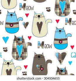 seamless pattern with cat vector illustration