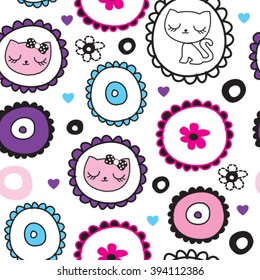 seamless pattern with cat vector illustration