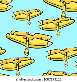 seamless pattern catamaran swimming ship on water. vector illustration