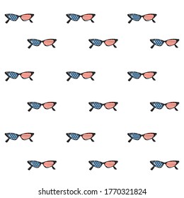 Seamless pattern Cateye sunglass with american flag with hand writting " Vote is your Voice" design for Voting in election day 2020 ,Tshirt,banner,and all graphic type on white background 