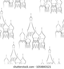 Seamless pattern from cathedrals on a white background. Vector illustration