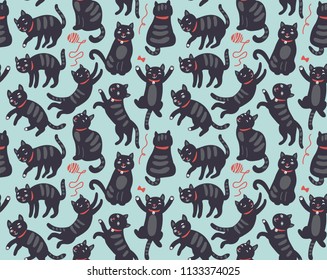 Seamless pattern with cats