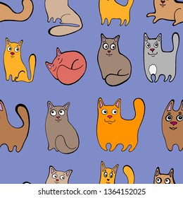 seamless pattern with cats 