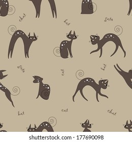 Seamless pattern with cats