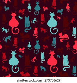 Seamless pattern with cats