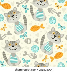 Seamless pattern with cats.