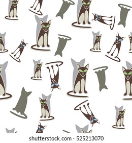 Seamless pattern of the cats.