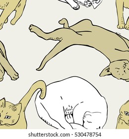 Seamless pattern with cats