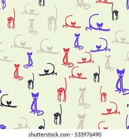 Seamless pattern of the cats. 