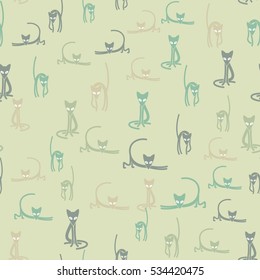 Seamless pattern of the cats. 