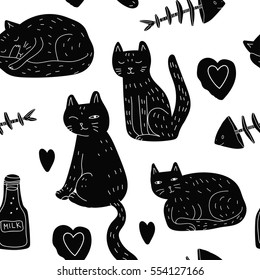 Seamless pattern with cats.