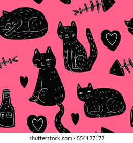 Seamless pattern with cats.