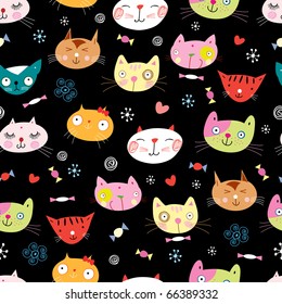 Seamless pattern of the cats