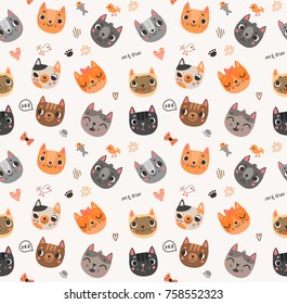 Seamless pattern with cats