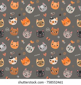 Seamless pattern with cats