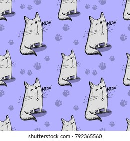 Seamless pattern with cats
