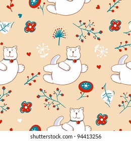 Seamless pattern of the cats