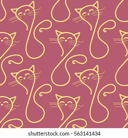 A seamless pattern with cats, can be used for children's wallpaper, children's clothing, curtains, bed linen, for background on the site, for the printing industry, registration of children's clothes