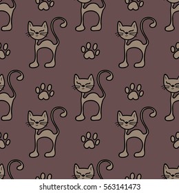 A seamless pattern with cats, can be used for children's wallpaper, children's clothing, curtains, bed linen, for background on the site, for the printing industry, registration of children's clothes