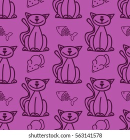 A seamless pattern with cats, can be used for children's wallpaper, children's clothing, curtains, bed linen, for background on the site, for the printing industry, registration of children's clothes