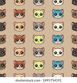 Seamless pattern with cats. Cute cat repetition. Cat background. Pattern for textile, wallpaper, prints, fabric, clothes for children