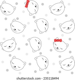 seamless pattern with cats face. Vector illustration