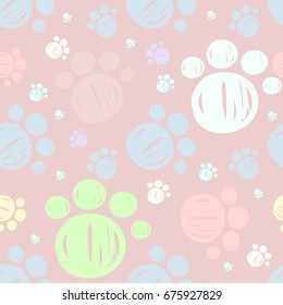 Seamless pattern with cat's feet. Can be used for textile, website background, book cover, packaging.vector illustration. Cute seamless background.