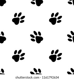 seamless pattern. cat's feet, footprints on white background. vector illustration.