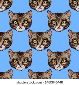 Seamless pattern with cat's head.