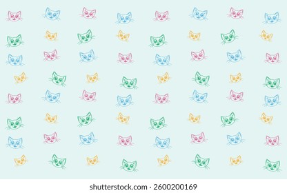 seamless pattern with cats head, vector cats pattern wallapaper background