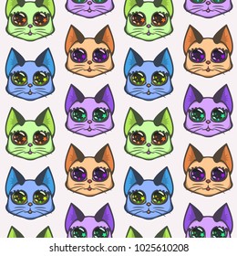 Seamless pattern with cats heads