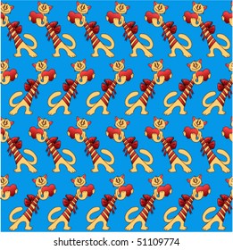 Seamless pattern of cats with hearts