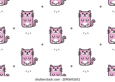 Seamless pattern with Cats. Icon design. Template elements
