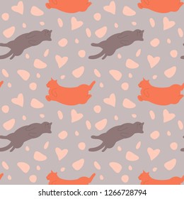seamless pattern cats lie sleeping on their back