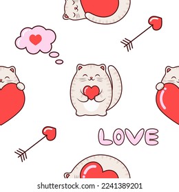 seamless pattern with cats in love