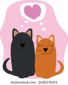 seamless pattern with cats in love